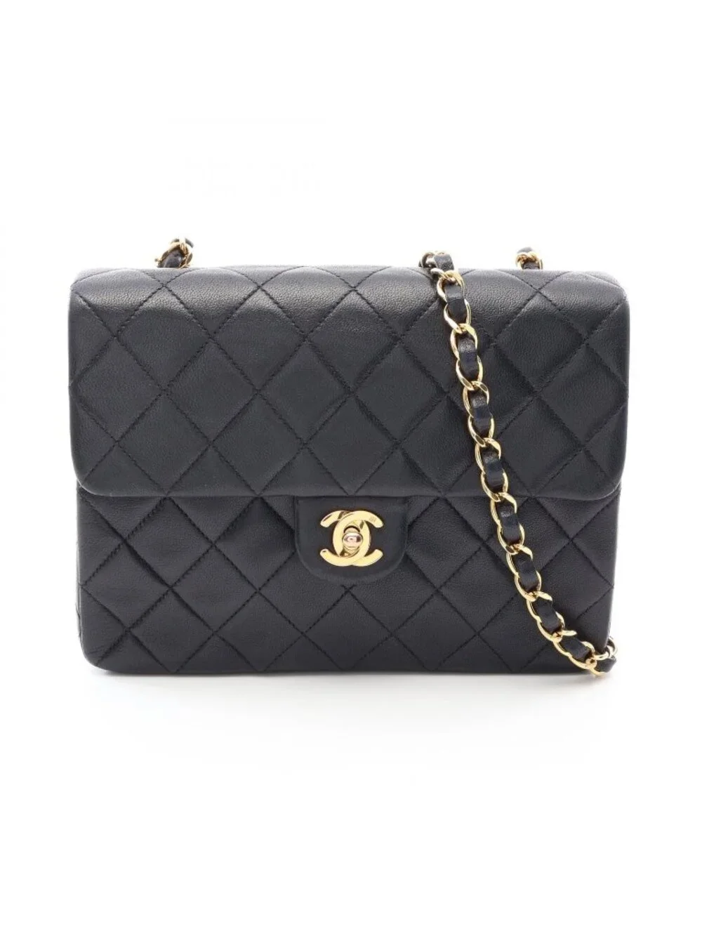 Chanel Shoulder Bag Mini Quilted 20 Black Lambskin Chain